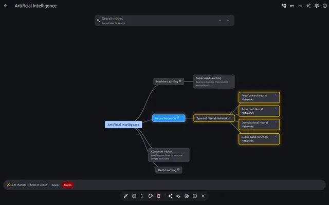 An AI-suggested structural edit, applied as one undoable batch