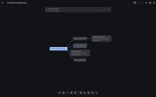 Per-node actions, right on the canvas
